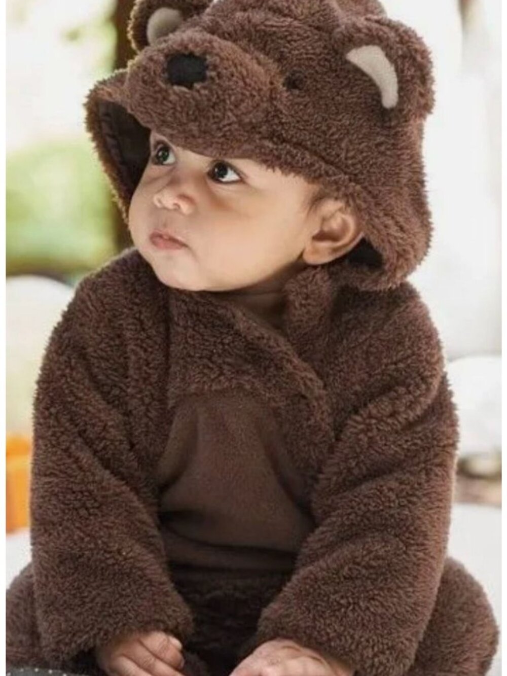 Pottery Barn Kids Brown Bear Halloween Costume 0-6M Woodland Teddy Bear Cozy